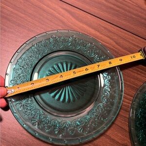 Elegant Teal Glass Dessert Plates (2)
